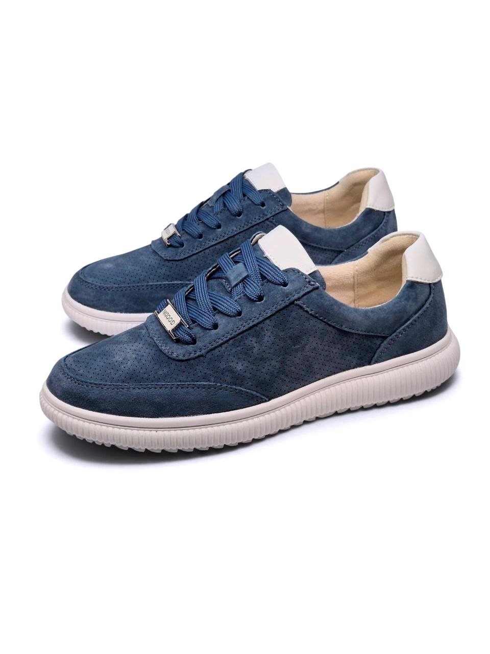 Niebieskie Sneakersy Damskie Skórzane Premium Goodin