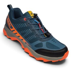 Męskie sneakersy trekkingowe Sandic – granatowo-pomarańczowe buty outdoor z kauczukową podeszwą